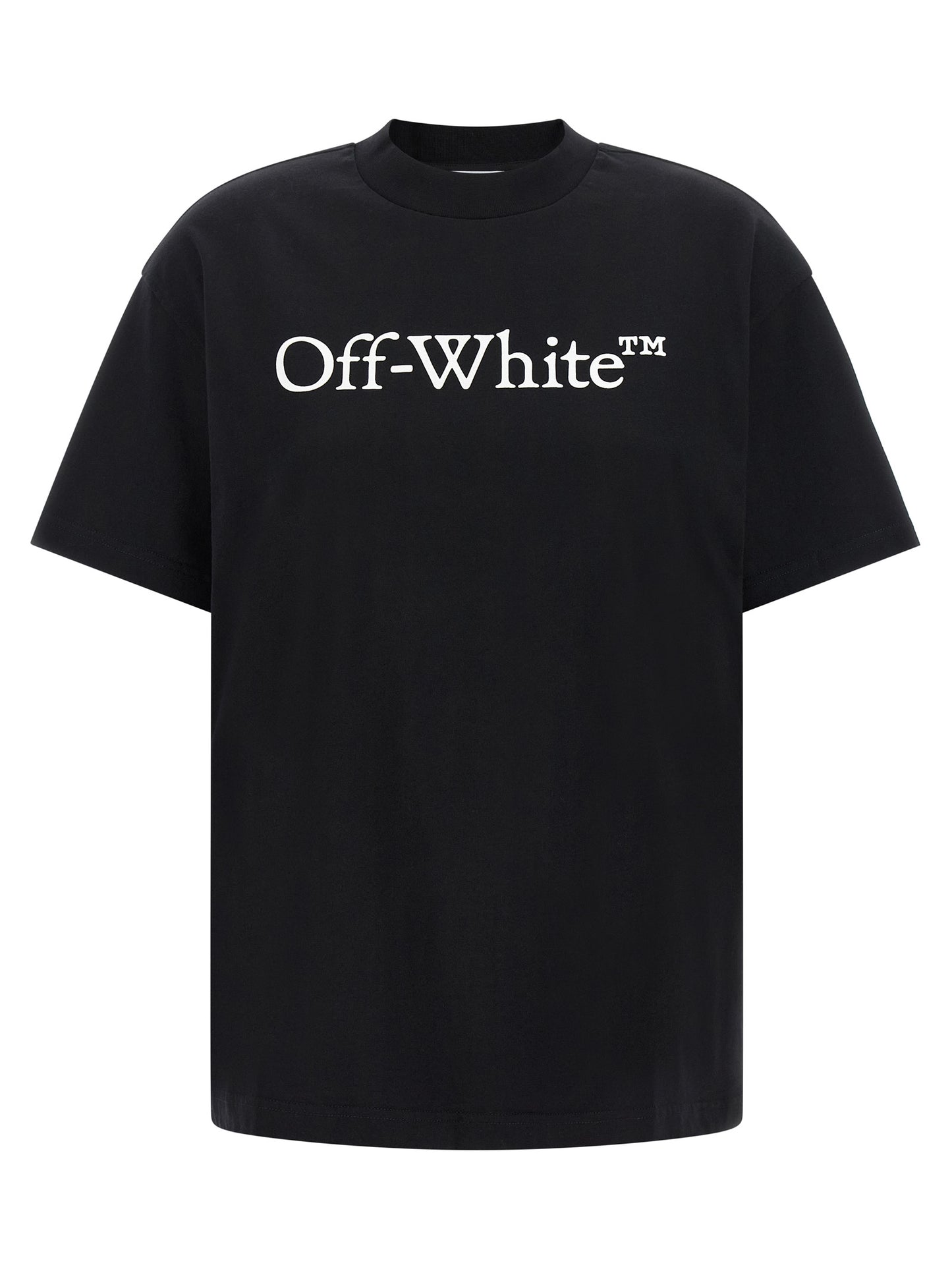 T-Shirt by Off-White for women in cotton black & white showcases a unassuming silhouette, artfully detailed with a refined crew neckline and unassuming short-sleeve for a sophisticated, contemporary look.