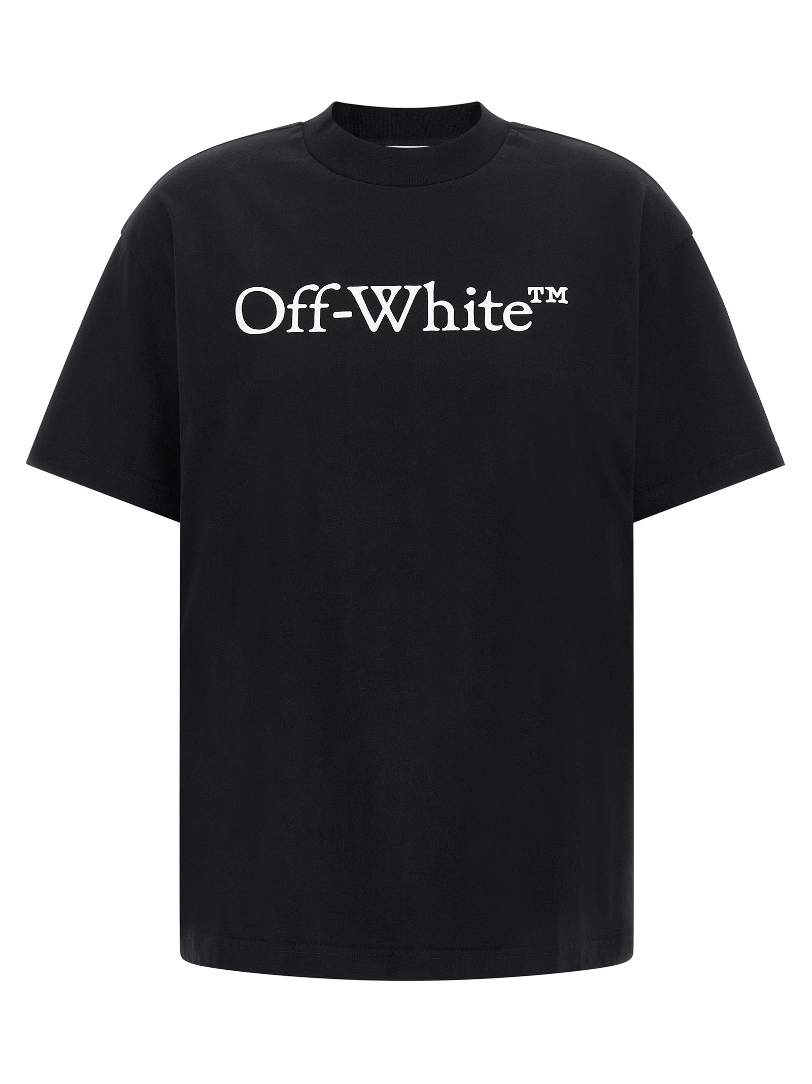 T-Shirt by Off-White for women in cotton black & white showcases a unassuming silhouette, artfully detailed with a refined crew neckline and unassuming short-sleeve for a sophisticated, contemporary look.