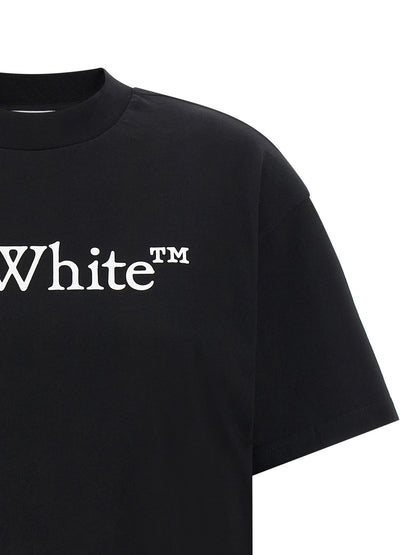 T-Shirt by Off-White for women in cotton black & white showcases a fashionable silhouette, elegantly detailed with a fashionable and crew neckline for a sophisticated, high-fashion look.