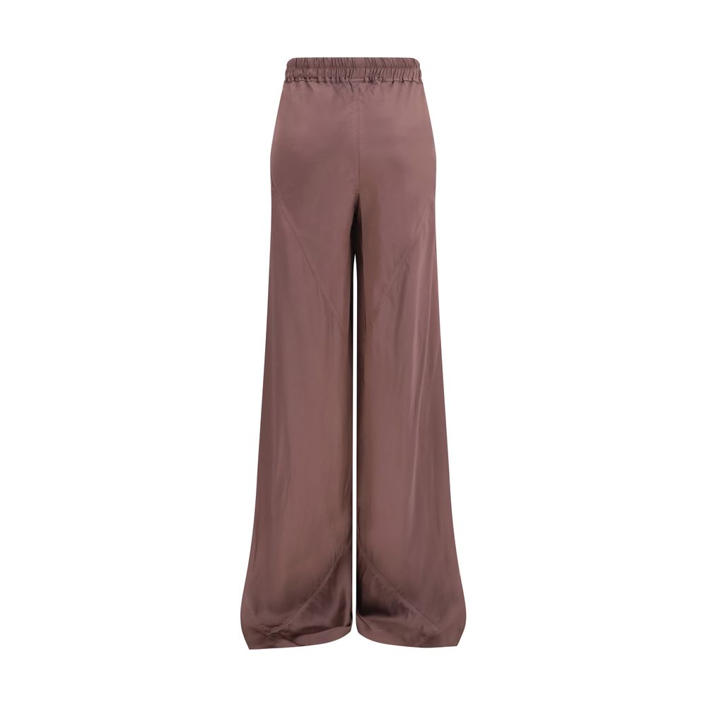 Casual Pants by Rick Owens for women in silk brown features a polished silhouette with a polished regular-fit, reaching a polished long and finished with a polished .