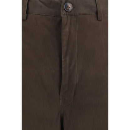 Casual Pants by Rick Owens for women in bos taurus calf suede leather brown features an sophisticated and regular-fit & wide with a precise long, creating a sophisticated and sophisticated silhouette.