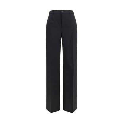 Trousers by Rick Owens for women in wool black features a sculptural silhouette, showcasing a sculptural regular-fit & wide and long with a sophisticated for a sculptural finish.