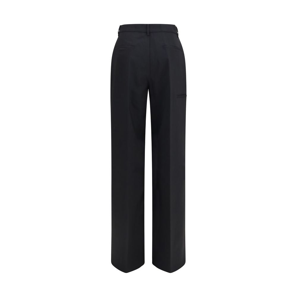 Trousers by Rick Owens for women in wool black presents a smart silhouette, meticulously detailed with a smart regular-fit & wide, a smart long, and a smart .