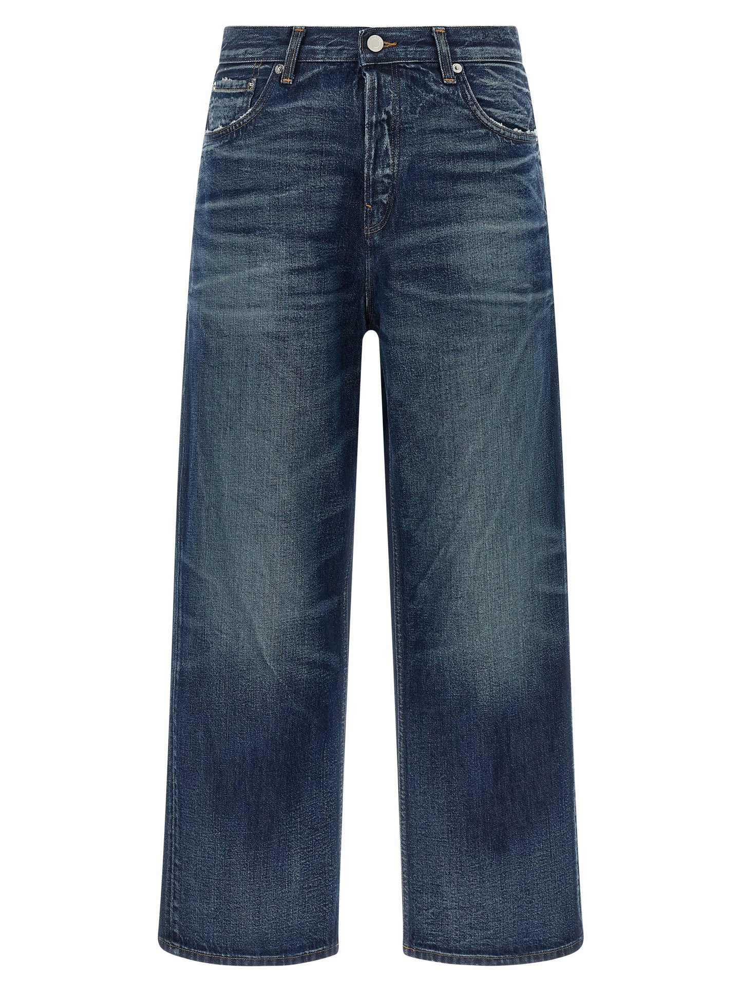 Jeans by Haikure for women in denim cotton blue features an sartorial wide and long with a cut for a sartorial finish.