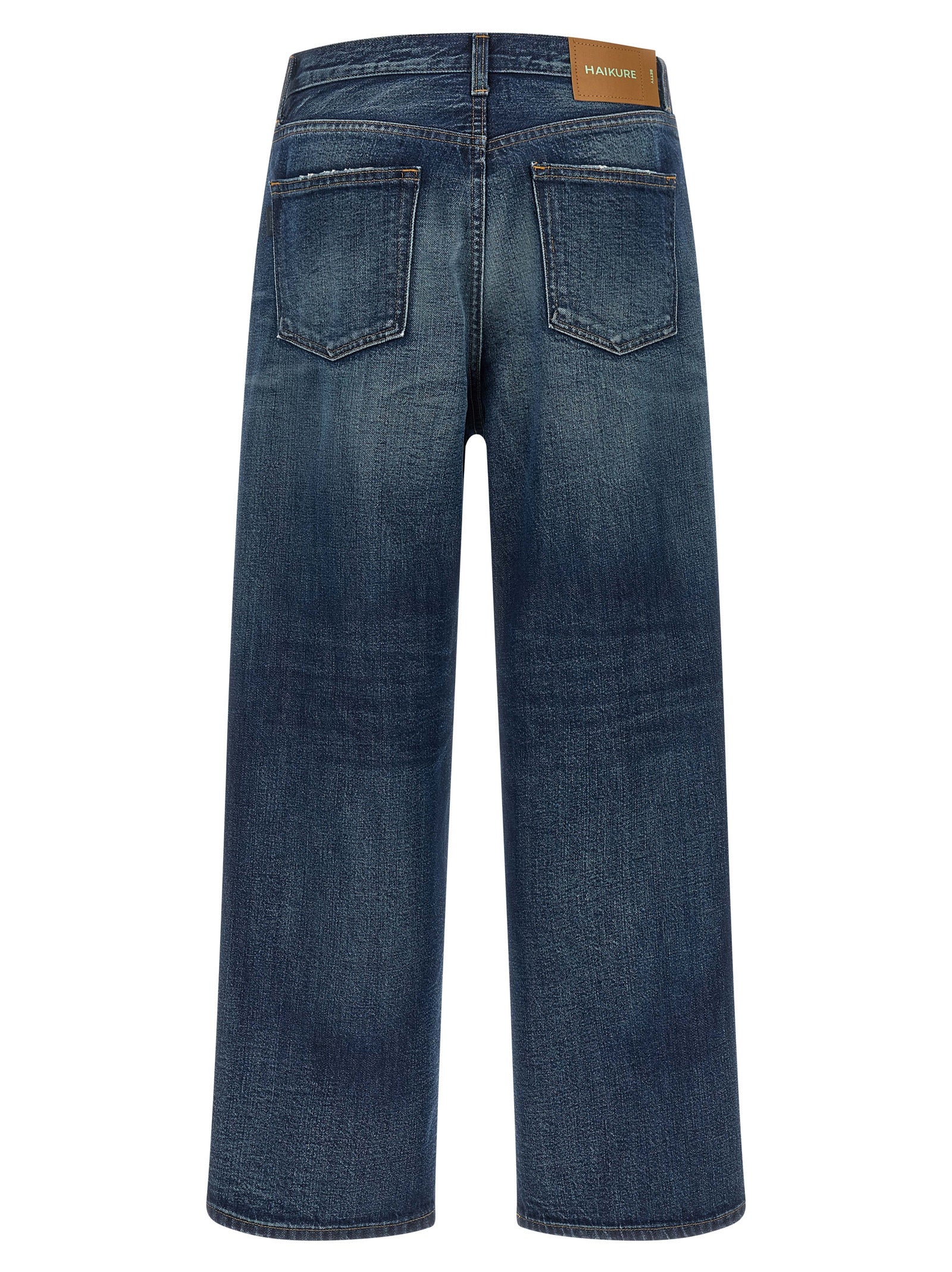 Jeans by Haikure for women in denim cotton blue features a polished silhouette with a polished wide, reaching a polished long and finished with a polished .