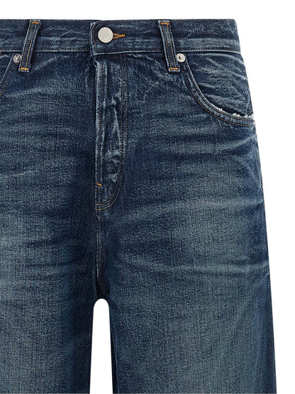 Jeans by Haikure for women in denim cotton blue features an refined tailoring silhouette, showcasing a premium wide with a and long cut for a refined tailoring look.