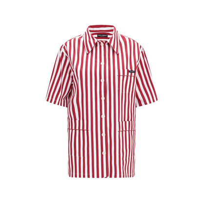 Shirt by Dolce & Gabbana for women in cotton & silk multicolor, patterned & striped features an architectural silhouette with a refined short-sleeve and elegant for a architectural look.