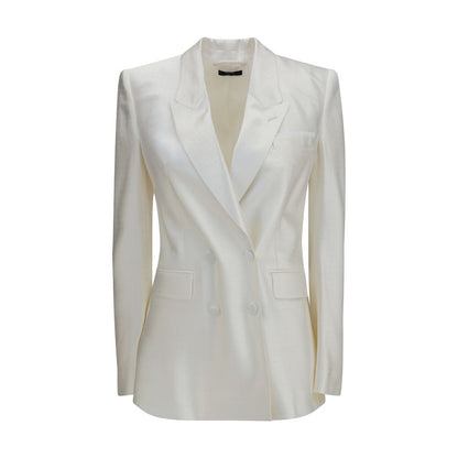 Blazer by Tom Ford for women in viscose silk satin beige, patterned & signature features an crisp silhouette with sophisticated and a crisp for a truly crisp finish.
