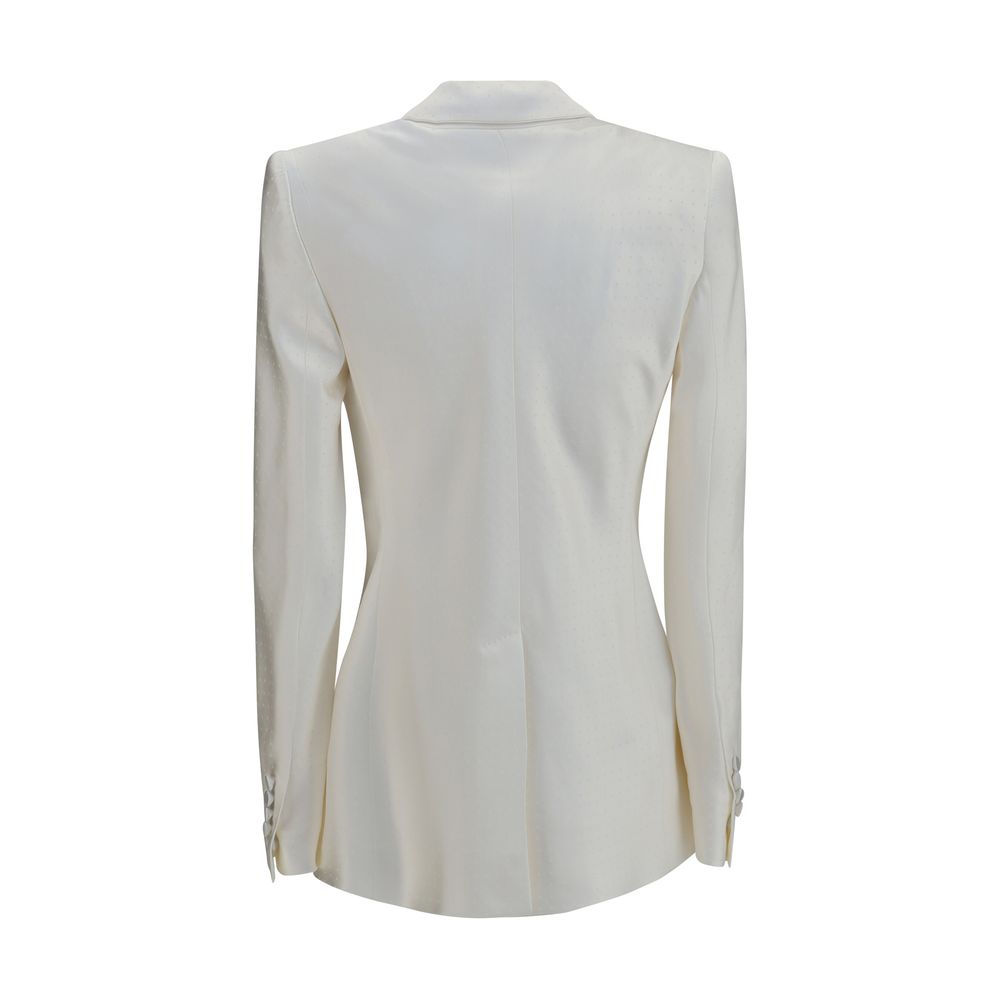 This Blazer by Tom Ford for women in viscose silk satin beige, patterned & signature presents a tailored silhouette, meticulously tailored with a tailored and distinctive for a tailored finish.
