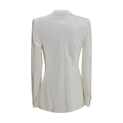 This Blazer by Tom Ford for women in viscose silk satin beige, patterned & signature presents a tailored silhouette, meticulously tailored with a tailored and distinctive for a tailored finish.