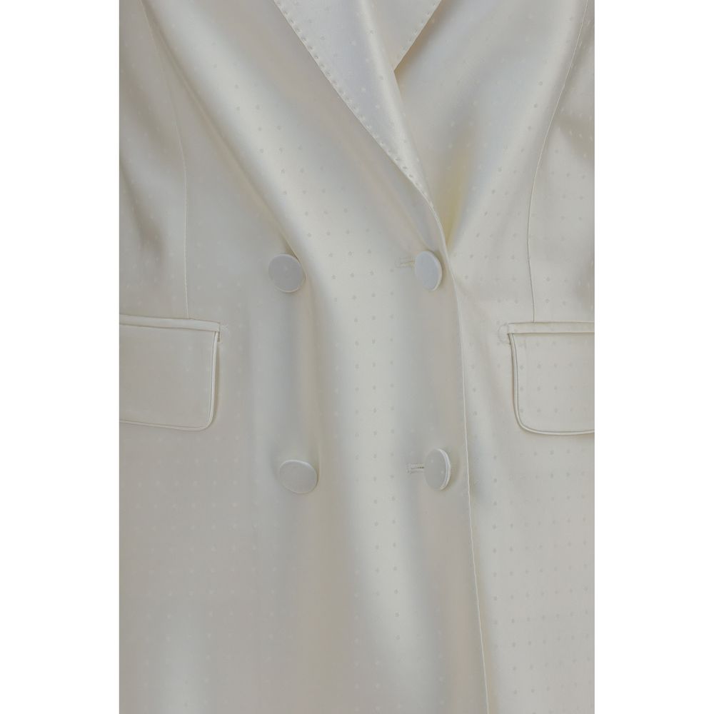 Blazer by Tom Ford for women in viscose silk satin beige, patterned & signature showcases a polished silhouette, highlighted by a refined and polished for a sophisticated finish.