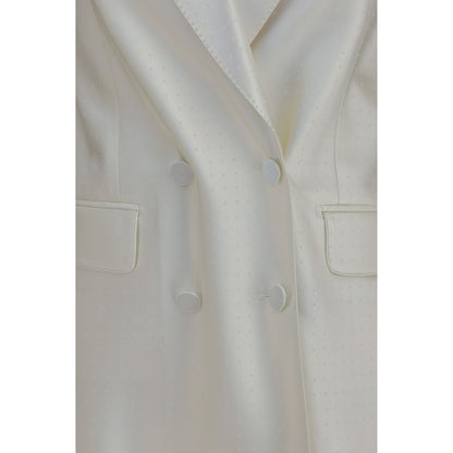 Blazer by Tom Ford for women in viscose silk satin beige, patterned & signature showcases a polished silhouette, highlighted by a refined and polished for a sophisticated finish.