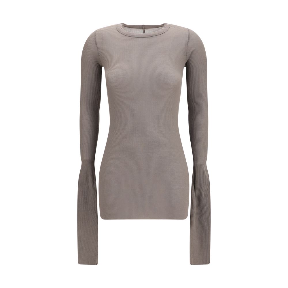 T-Shirt by Rick Owens for women in silk & viscose gray & signature showcases a chic silhouette, artfully detailed with a chic crew neckline and long-sleeve for a chic finish.