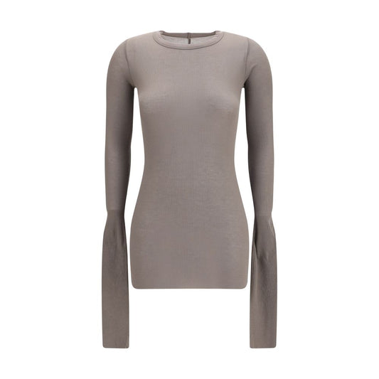 T-Shirt by Rick Owens for women in silk & viscose gray & signature showcases a chic silhouette, artfully detailed with a chic crew neckline and long-sleeve for a chic finish.