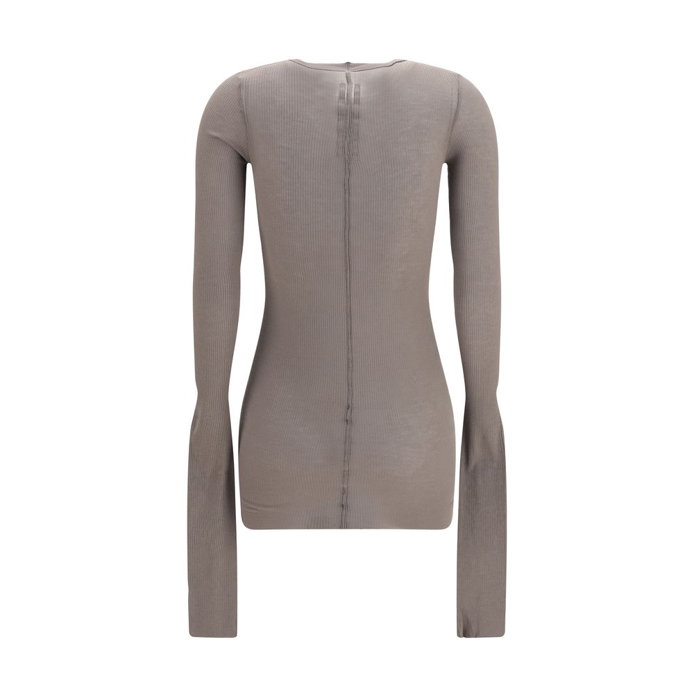 T-Shirt by Rick Owens for women in silk & viscose gray & signature showcases a unassuming silhouette, artfully detailed with a refined crew neckline and unassuming for a sophisticated, contemporary look.