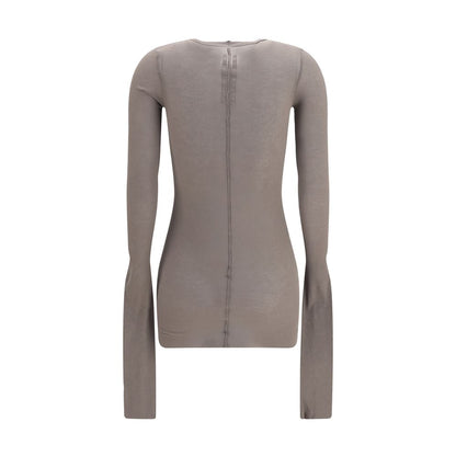 T-Shirt by Rick Owens for women in silk & viscose gray & signature showcases a unassuming silhouette, artfully detailed with a refined crew neckline and unassuming for a sophisticated, contemporary look.