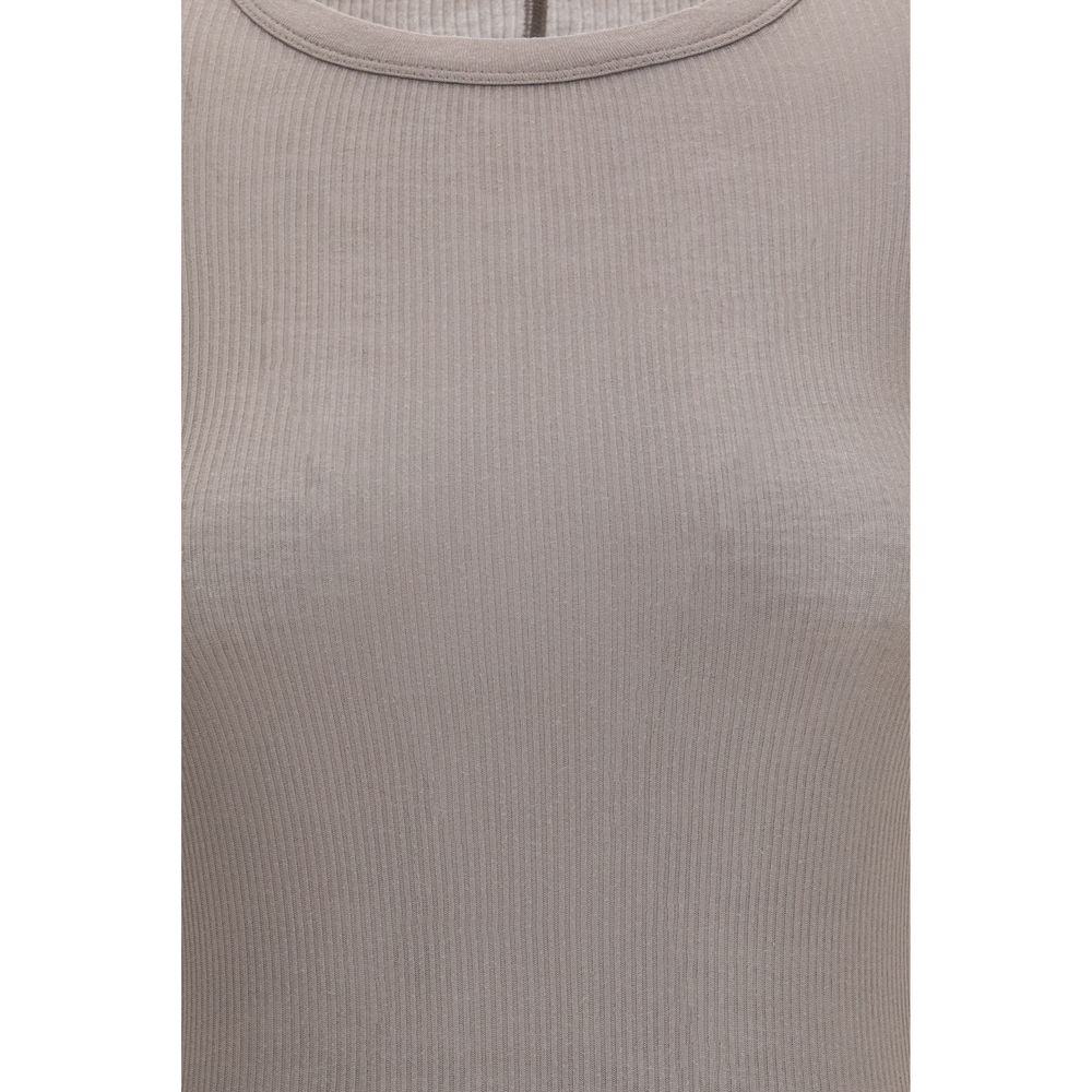 T-Shirt by Rick Owens for women in silk & viscose gray & signature showcases a fashionable silhouette, elegantly detailed with a fashionable and for a sophisticated, high-fashion look.