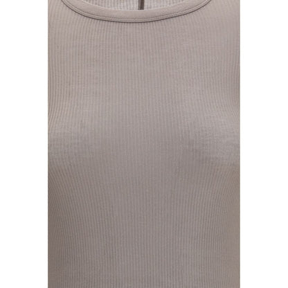 T-Shirt by Rick Owens for women in silk & viscose gray & signature showcases a fashionable silhouette, elegantly detailed with a fashionable and for a sophisticated, high-fashion look.