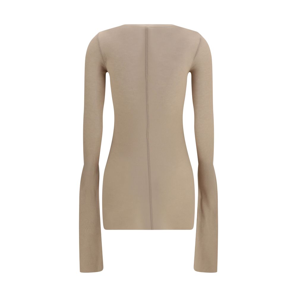Shirt by Rick Owens for women in silk & viscose beige & signature showcases a sublime silhouette, artfully detailed with a sublime crew neckline and for a sophisticated, sublime finish.