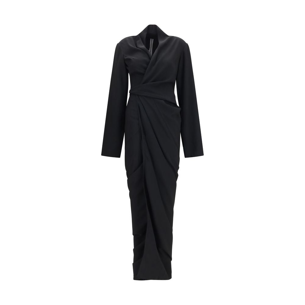 Dress by Rick Owens for women in viscose crepe black features an magnificent silhouette, artfully detailed with a magnificent wrap v-neck neckline and long-sleeve that flows into an magnificent long.