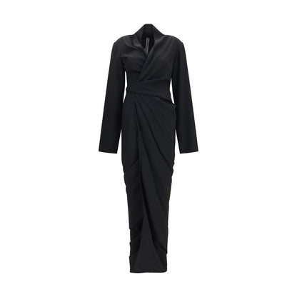 Dress by Rick Owens for women in viscose crepe black features an magnificent silhouette, artfully detailed with a magnificent wrap v-neck neckline and long-sleeve that flows into an magnificent long.