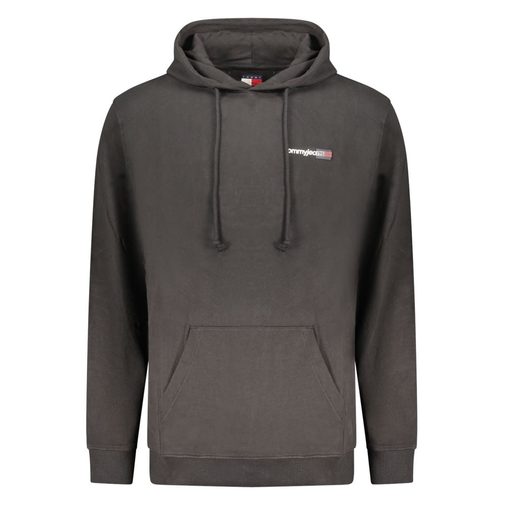 Hooded Sweatshirt Hoodie by Tommy Hilfiger for men in cotton black, signature & print features an dramatic silhouette, showcasing a sophisticated hooded neckline and dramatic for a refined, modern aesthetic.