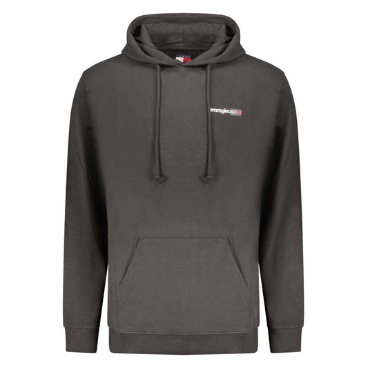 Hooded Sweatshirt Hoodie by Tommy Hilfiger for men in cotton black, signature & print features an dramatic silhouette, showcasing a sophisticated hooded neckline and dramatic for a refined, modern aesthetic.
