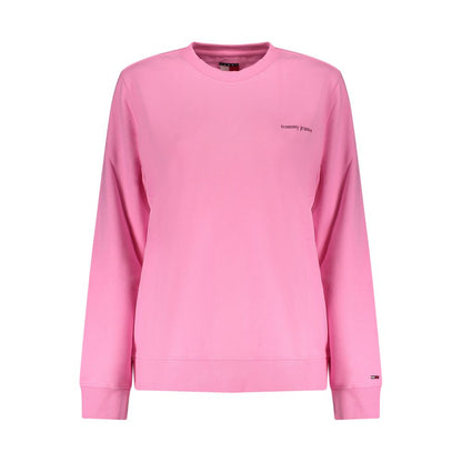 Sweatshirt by Tommy Hilfiger for women in stretch cotton pink & print features an provocated silhouette, detailed with a provocated and a refined crew neckline for a sophisticated aesthetic.