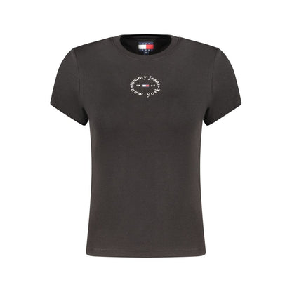 T-Shirt by Tommy Hilfiger for women in stretch cotton black & print features an edgy silhouette, meticulously detailed with a sophisticated and crew neckline for a truly edgy finish.