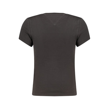 T-Shirt by Tommy Hilfiger for women in stretch cotton black & print showcases a dramatic silhouette, elegantly detailed with a dramatic crew neckline and for a truly dramatic finish.