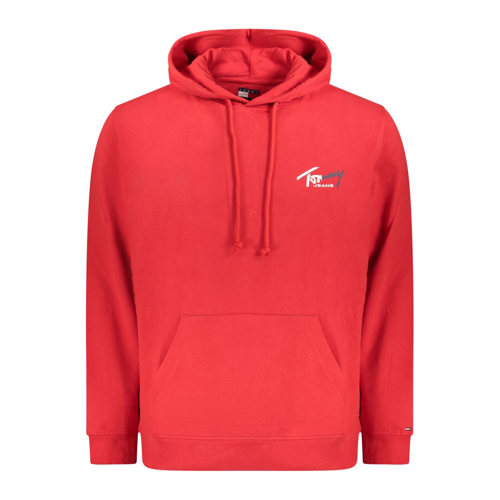 Hooded Sweatshirt Hoodie by Tommy Hilfiger for men in cotton red & print features an dramatic silhouette, showcasing a sophisticated hooded neckline and dramatic for a refined, modern aesthetic.