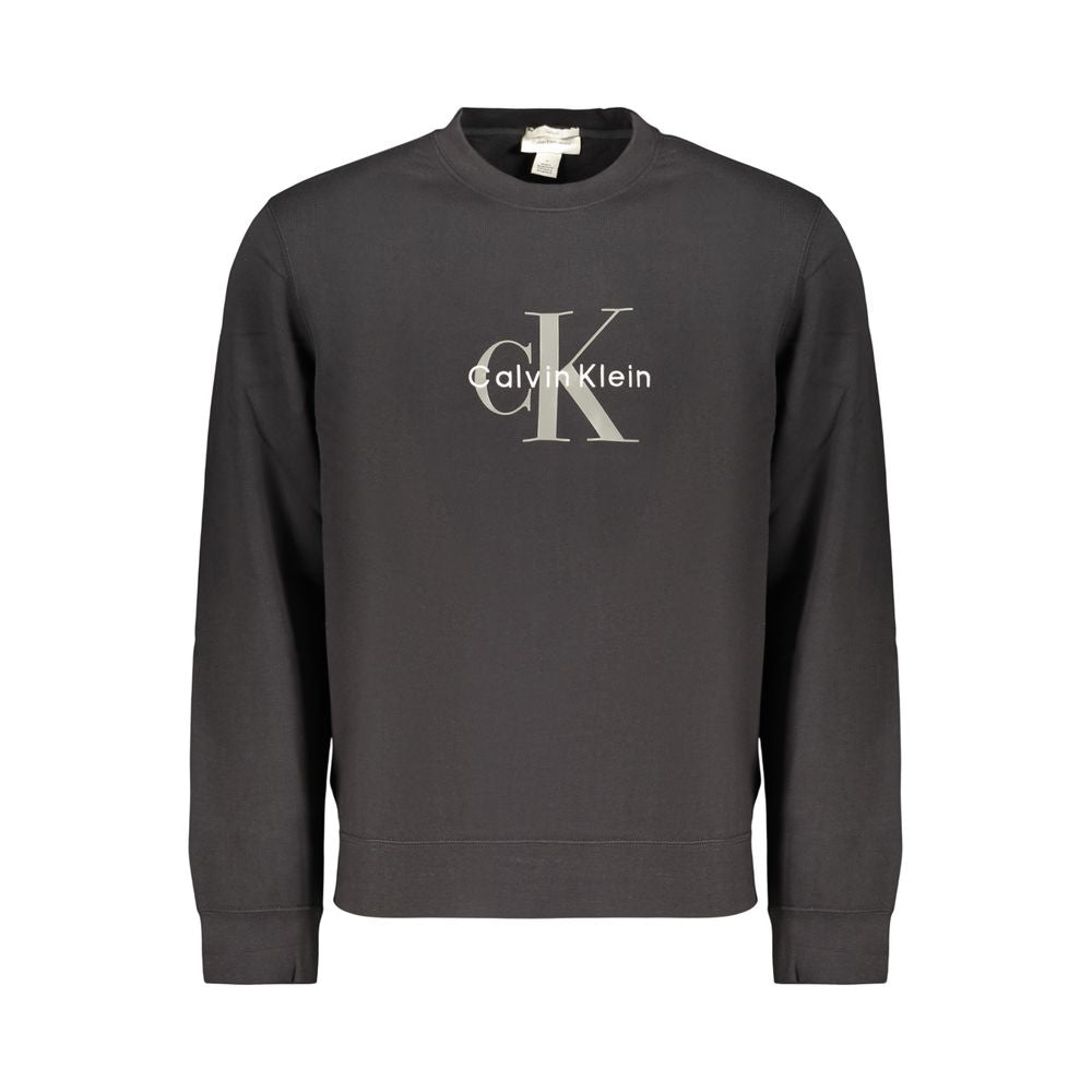 Sweatshirt by Calvin Klein for men in cotton black & print showcases a slouchy chic silhouette, artfully detailed with a slouchy chic crew neckline and for a slouchy chic finish.