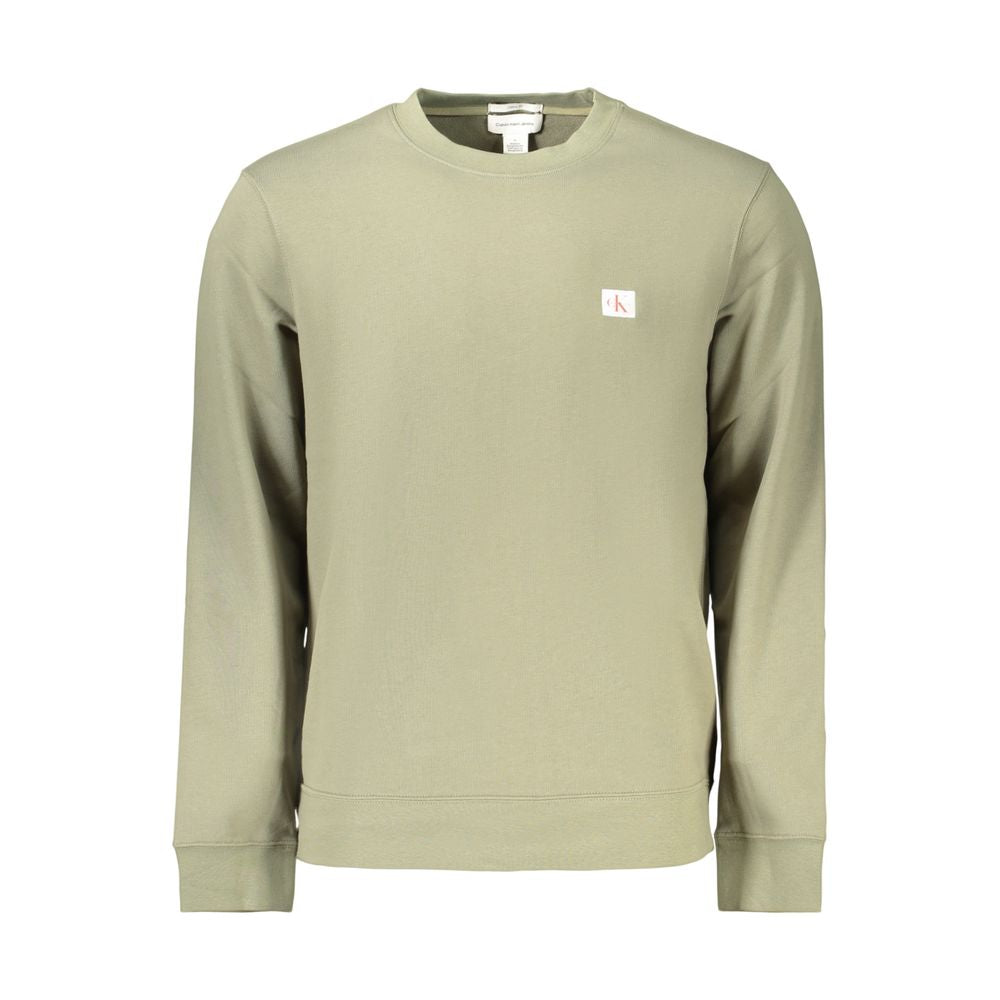 Sweatshirt by Calvin Klein for men in cotton green features an provocated silhouette, detailed with a provocated and a refined crew neckline for a sophisticated aesthetic.