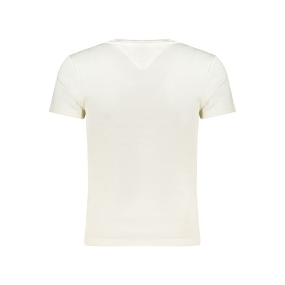 T-Shirt by Tommy Hilfiger for women in stretch cotton white & print showcases a fashionable silhouette, elegantly detailed with a fashionable and crew neckline for a sophisticated, high-fashion look.