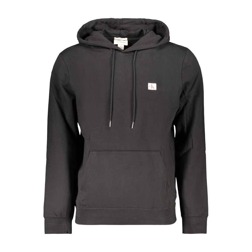 Hooded Sweatshirt Hoodie by Calvin Klein for men in cotton black features an avant-garde silhouette, showcasing a sophisticated hooded neckline and detail for a truly avant-garde finish.