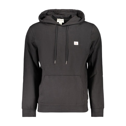 Hooded Sweatshirt Hoodie by Calvin Klein for men in cotton black features an avant-garde silhouette, showcasing a sophisticated hooded neckline and detail for a truly avant-garde finish.