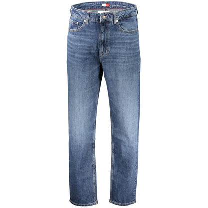 Jeans by Tommy Hilfiger for men in stretch denim cotton blue presents a refined pantology silhouette, artfully defined by a refined pantology tapered-leg, relaxed-fit & regular-fit, long, and a sophisticated .