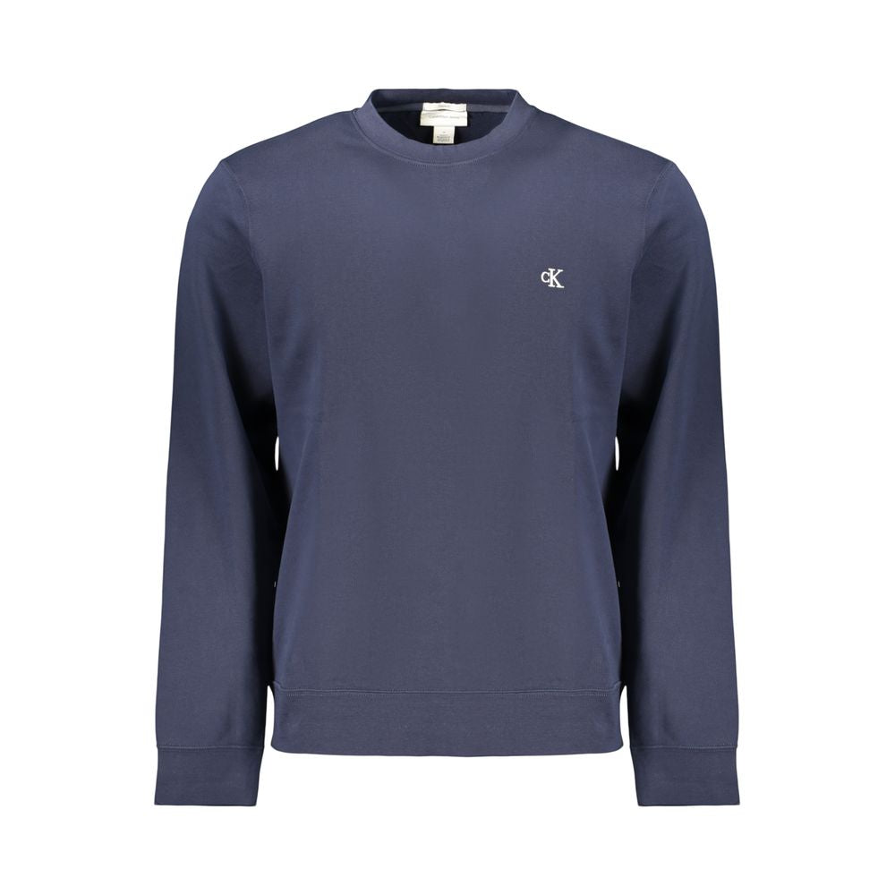 Sweatshirt by Calvin Klein for men in cotton blue features an provocated silhouette, detailed with a provocated and a refined crew neckline for a sophisticated aesthetic.