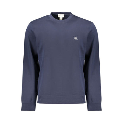 Sweatshirt by Calvin Klein for men in cotton blue features an provocated silhouette, detailed with a provocated and a refined crew neckline for a sophisticated aesthetic.