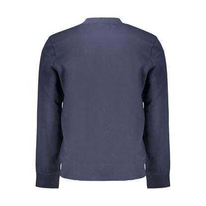 Sweatshirt by Calvin Klein for men in cotton blue showcases a slouchy chic silhouette, artfully detailed with a slouchy chic and for a slouchy chic finish.