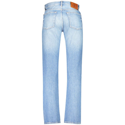 Jeans by Calvin Klein for men in denim cotton azzurro features a refined silhouette with a refined straight-leg, defined by a and a refined long for a refined finish.
