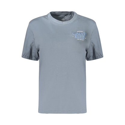 T-Shirt by Calvin Klein for women in cotton gray, signature & print showcases a chic silhouette, artfully detailed with a chic crew neckline and for a chic finish.
