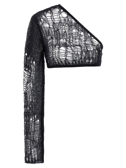 Tank Top by Rick Owens for women in mohair wool & nylon black features an bespeak silhouette, showcasing an bespeak long-sleeve; sleeveless and bespeak for a truly sophisticated look.