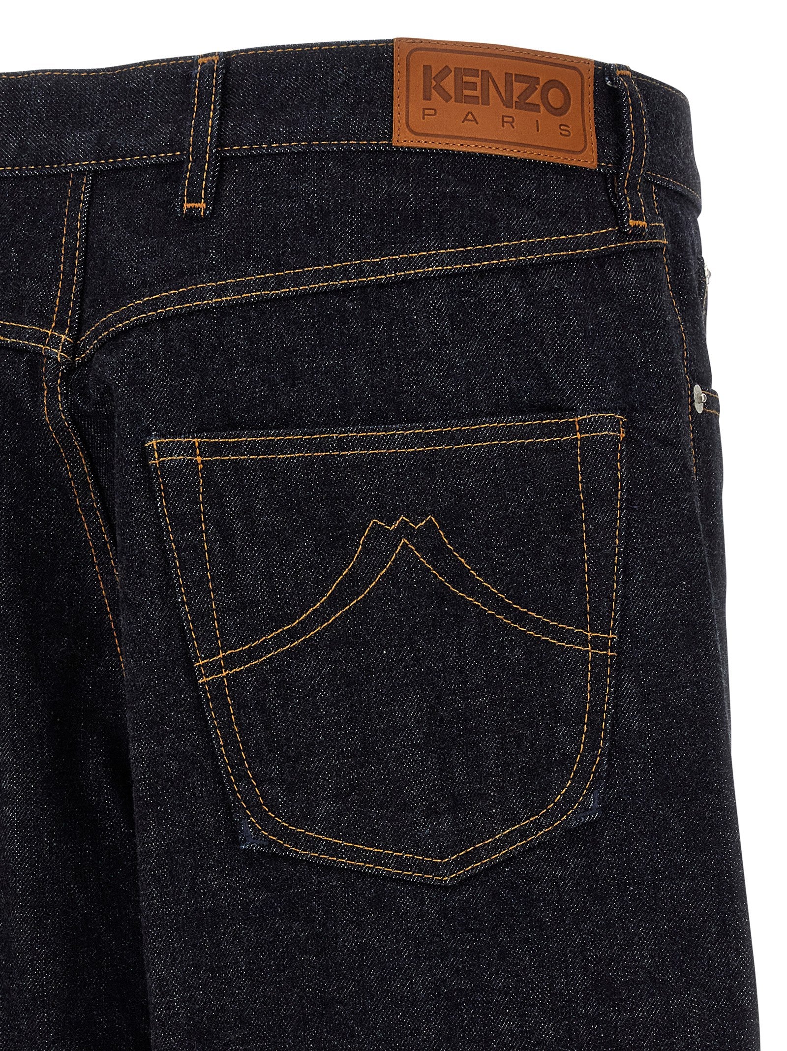 Jeans by Kenzo for men in denim cotton blue presents a tailored silhouette, showcasing a tailored straight-leg & wide and long cut with a refined for a truly tailored aesthetic.