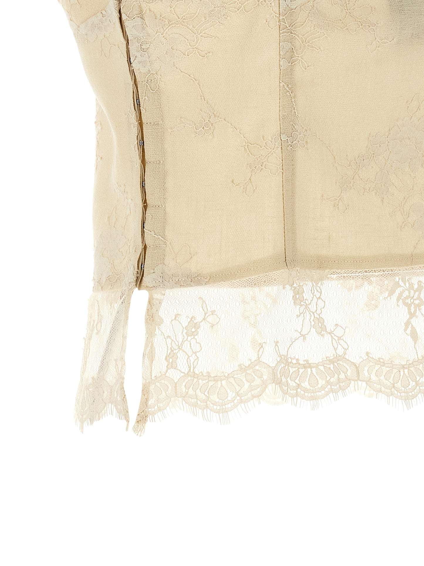 PINKO Women's Crop Top V Neck Linen Tank - Beige