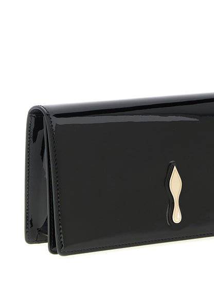 Shoulder Evening Flap Clutch Handbag by Christian Louboutin for women in calfskin leather black features a architectural silhouette, showcasing a secure flap & magnetic, ample , and versatile shoulder-strap for a architectural finish.