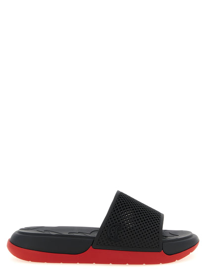 Flat Shoes by Christian Louboutin for men in polyethylene & polyurethane black & red features an ergonomic silhouette, perfectly showcasing City Mooncrest Men's Polyethylene & Polyurethane Flat Shoes with its distinct flat and elegant .