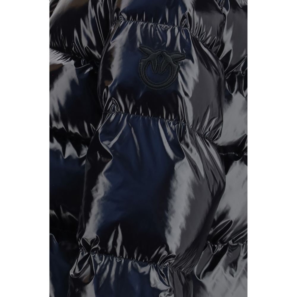 Puffer Jacket by PINKO for women in polyamide & polyester black features a dramatic silhouette, showcasing a sophisticated and distinctive pockets & insulated for a dramatic aesthetic.