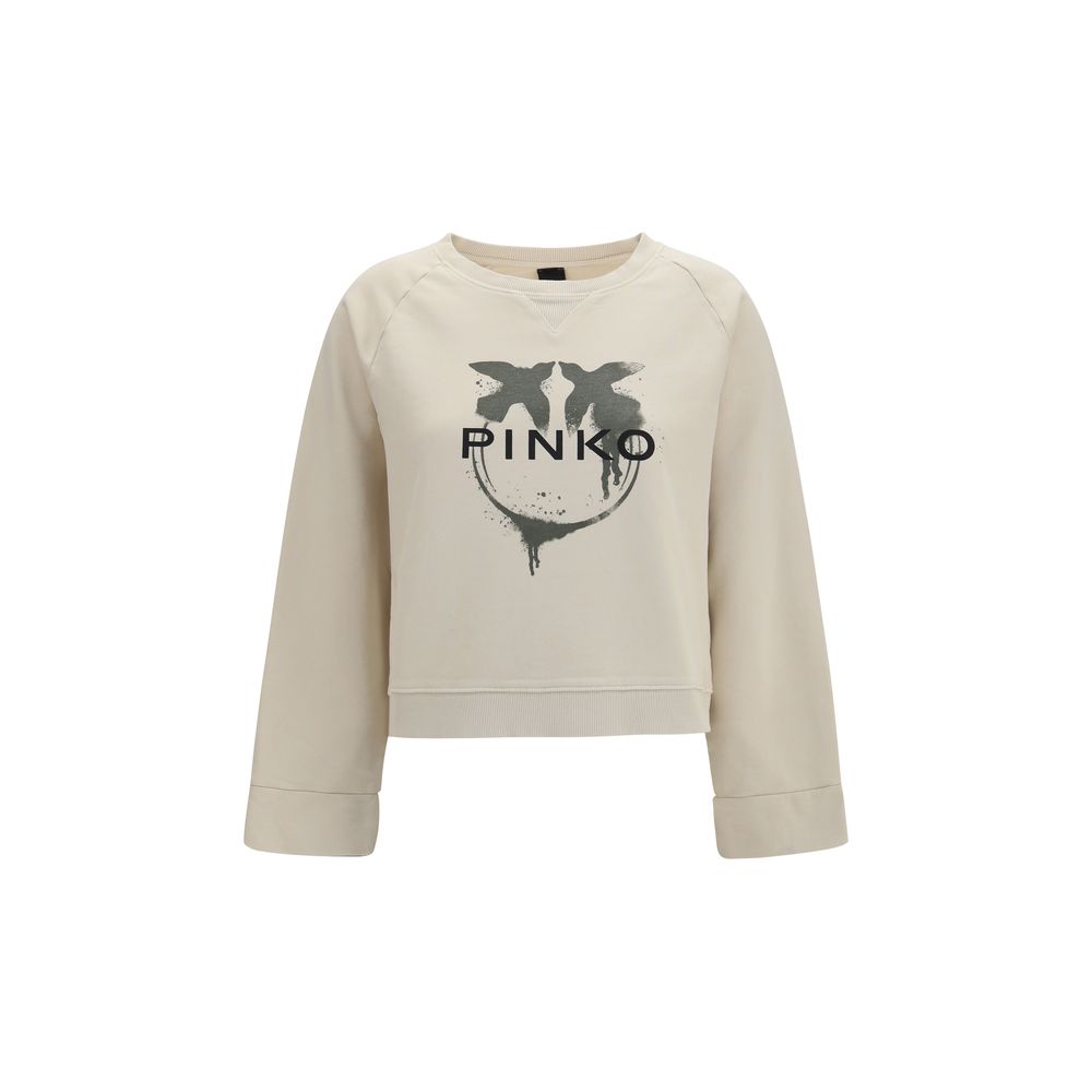 Sweatshirt by PINKO for women in cotton beige, signature & print features a unrivaled silhouette with a refined crew neckline and unrivaled detailing for a sophisticated look.