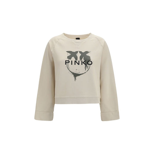 Sweatshirt by PINKO for women in cotton beige, signature & print features a unrivaled silhouette with a refined crew neckline and unrivaled detailing for a sophisticated look.